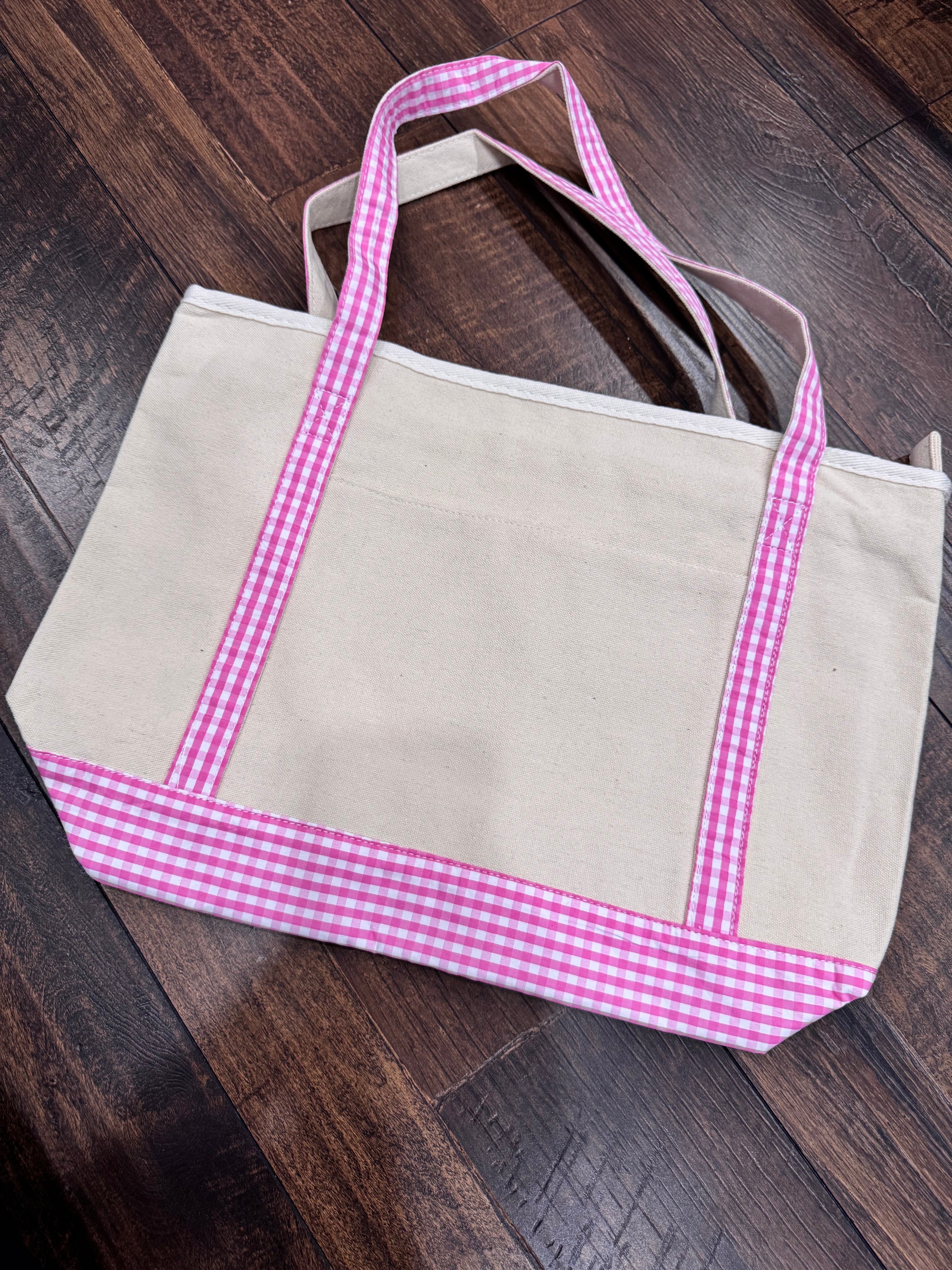 Gingham Trim Tote Bag
