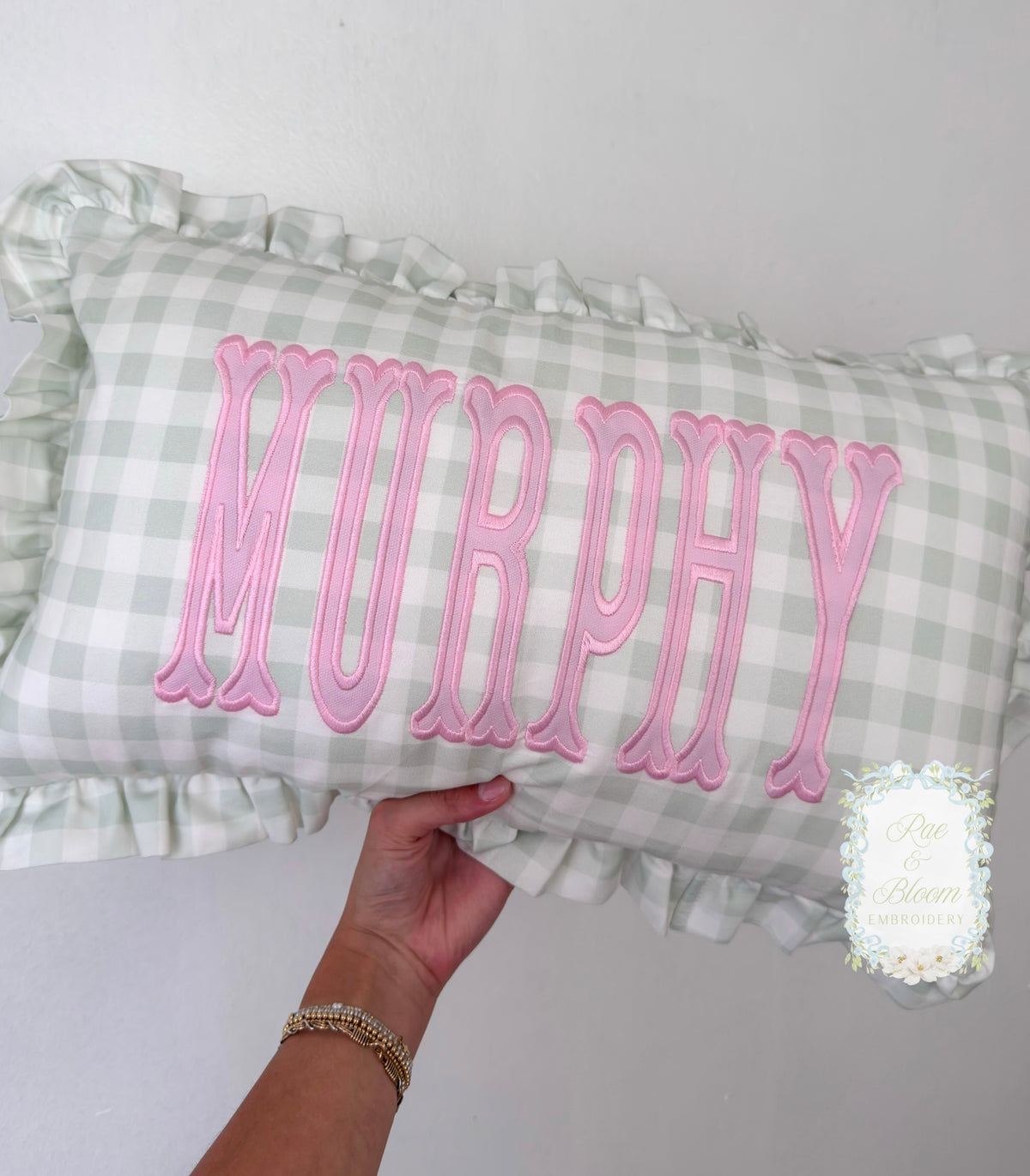 Sage Gingham Pillow (includes insert)
