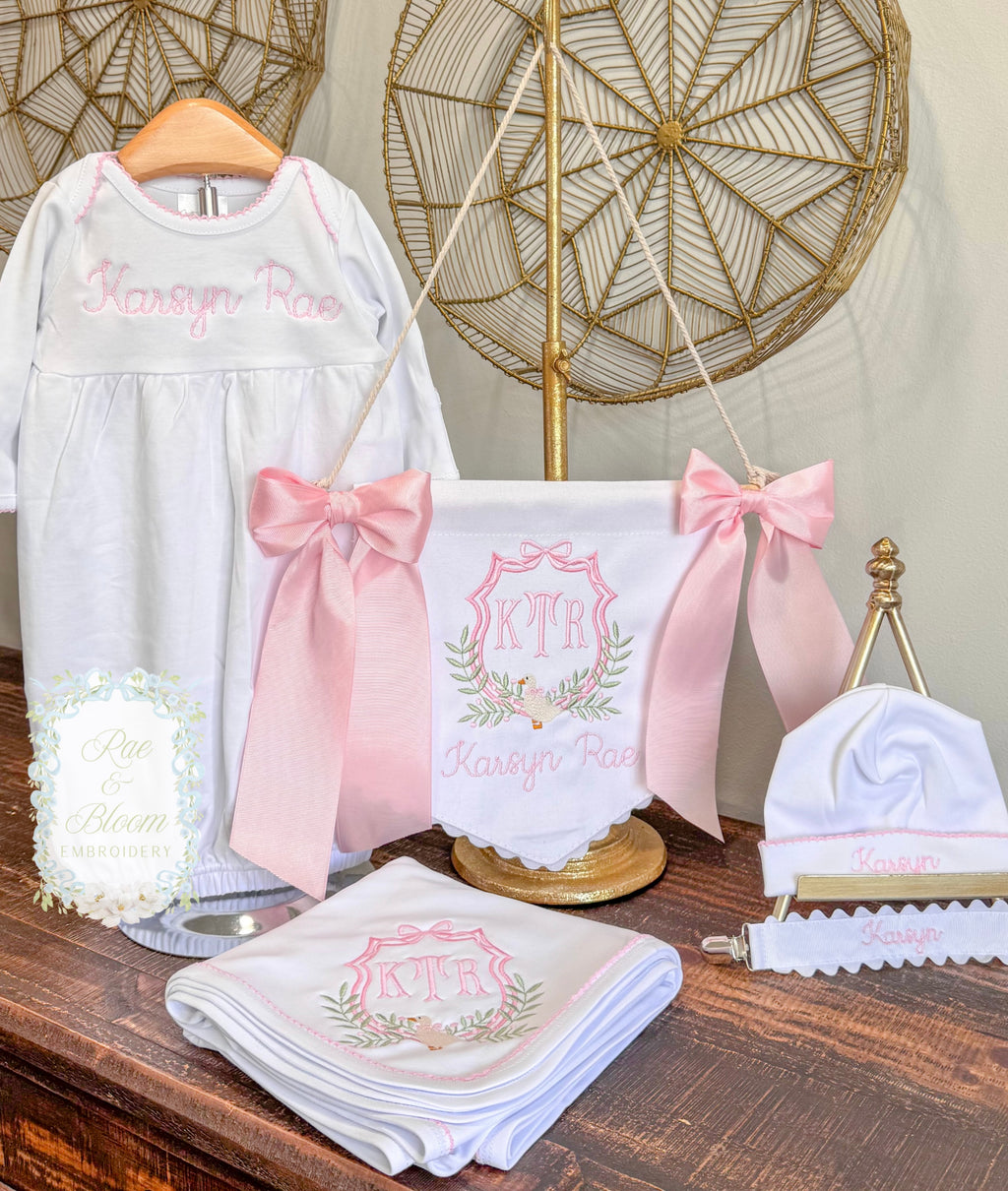 Pink Trim Baby Bundle