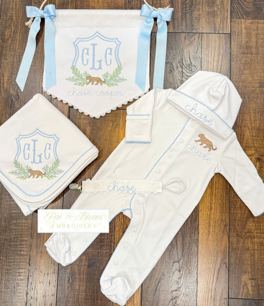 Blue Trim Baby Bundle