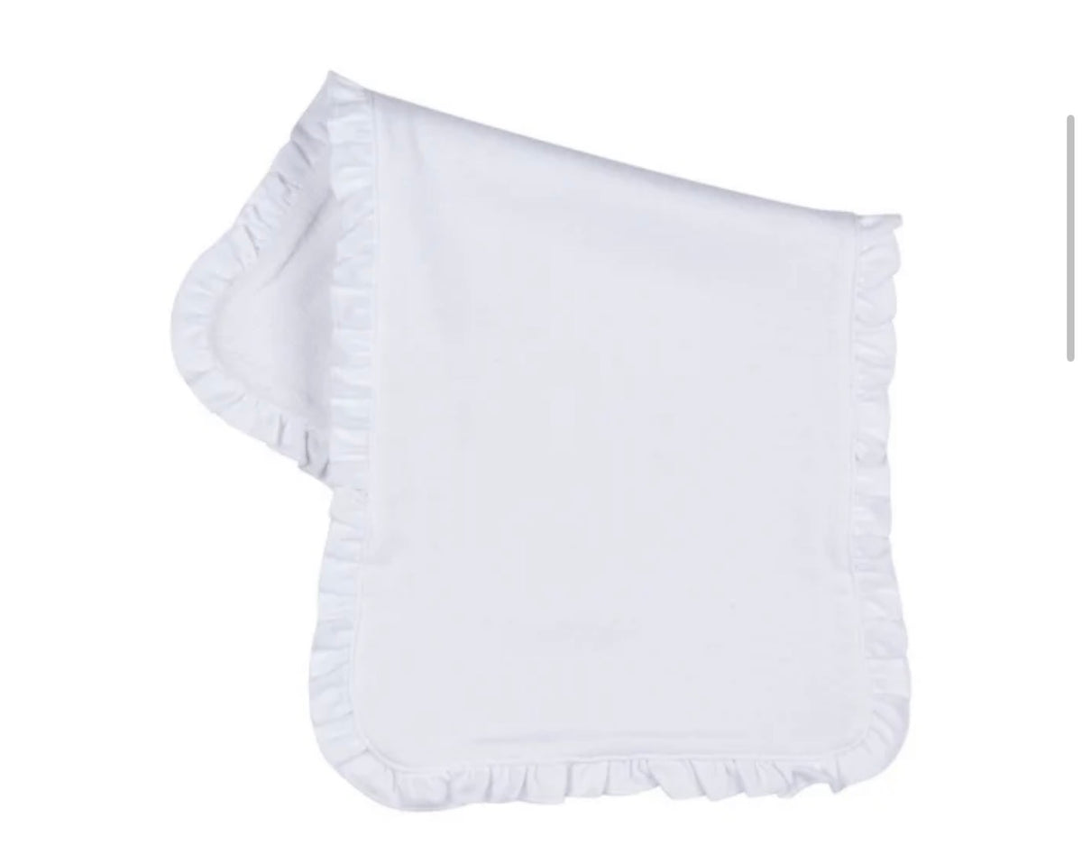 White Ruffle Burp Cloth