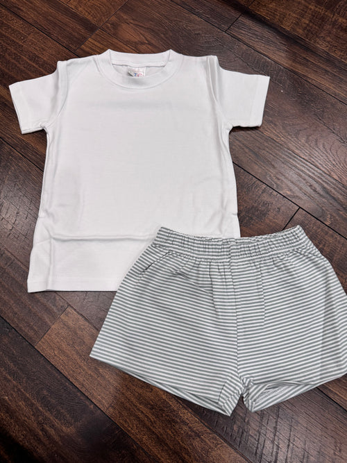 18M & 2T Striped Sage Short Set