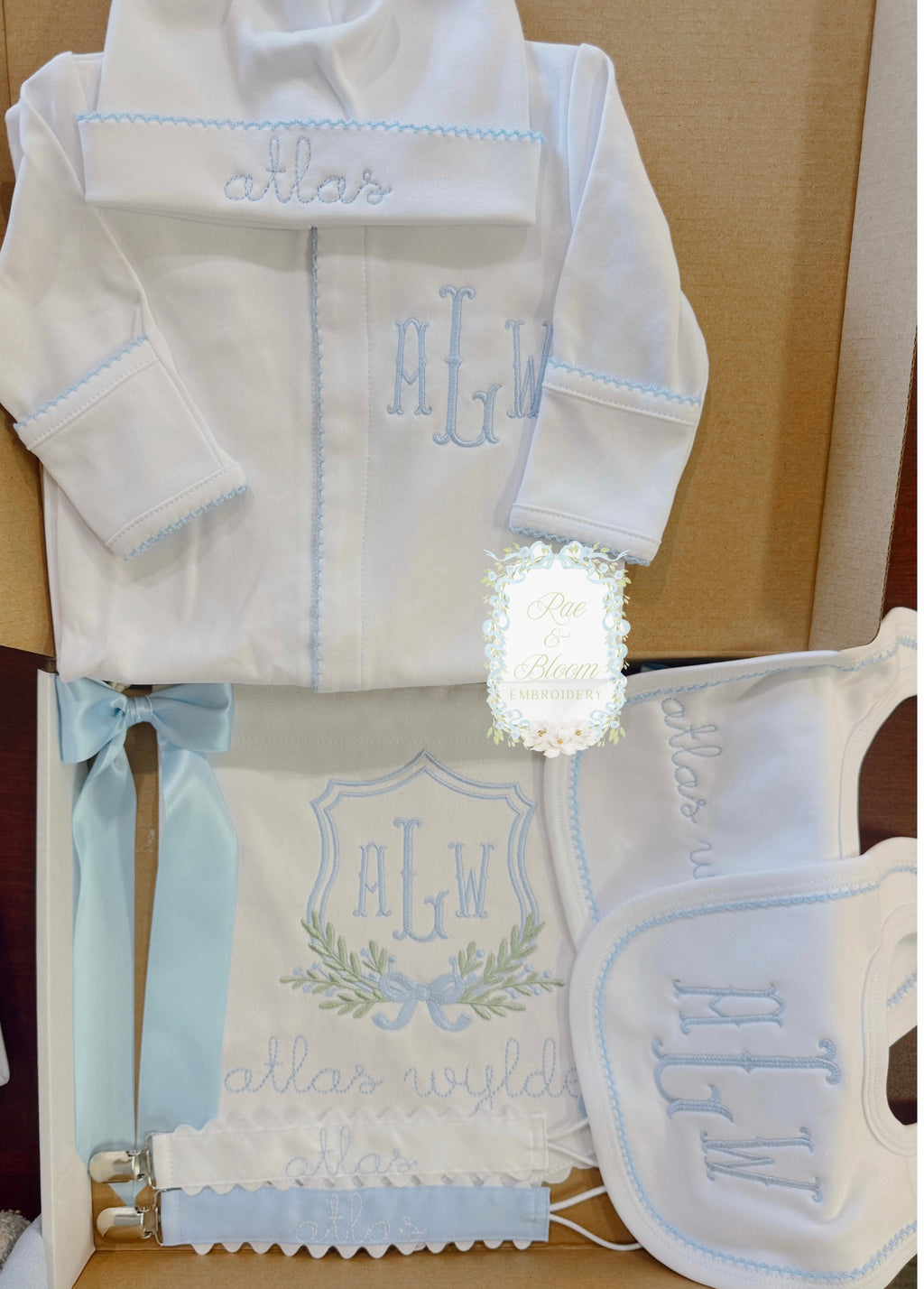 Blue Trim Baby Bundle