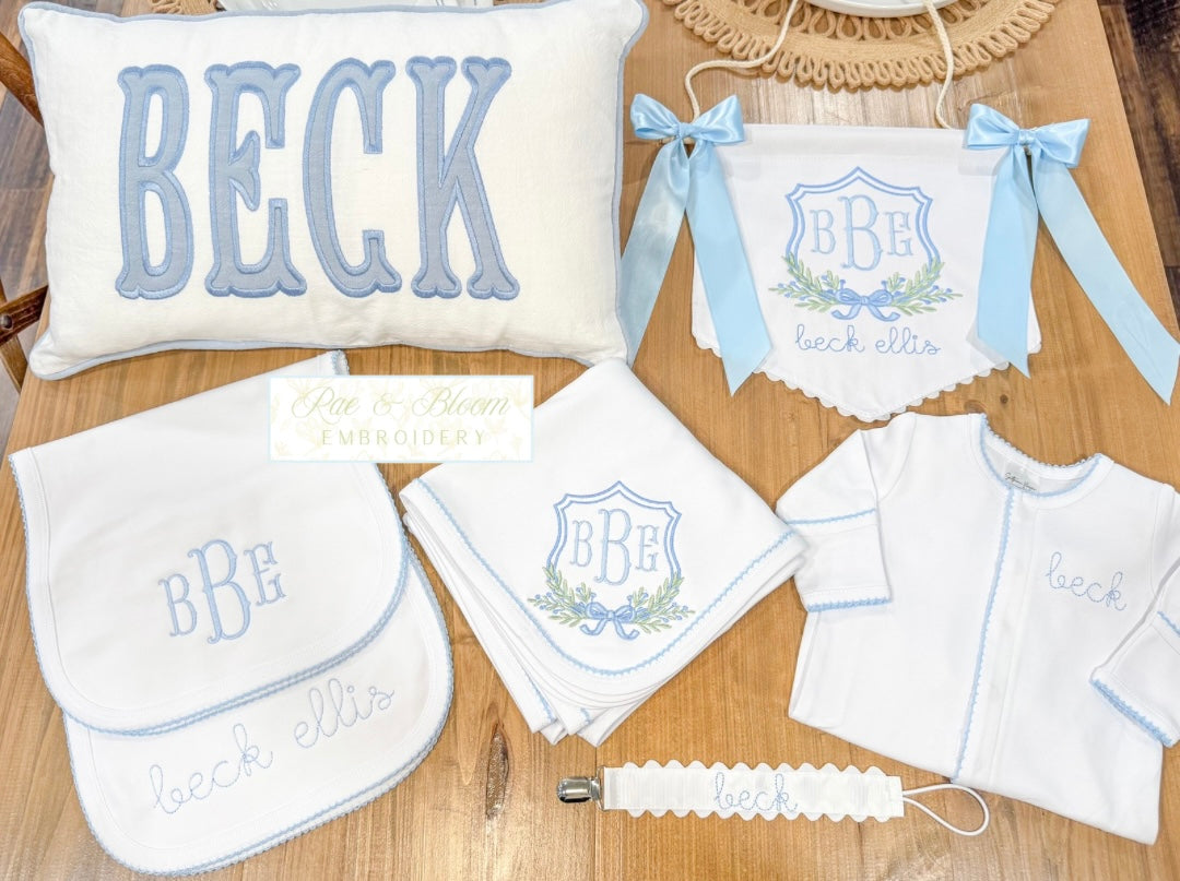 Blue Trim Baby Bundle