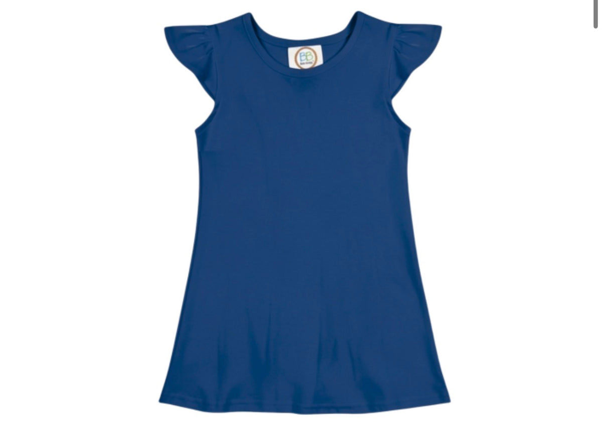 Navy Flutter Sleeve Dress
