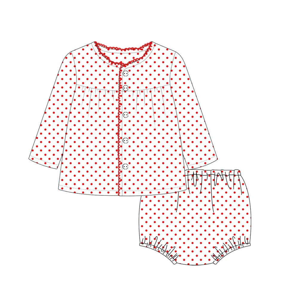 PRE-ORDER Girl Red Bitty Dot Set