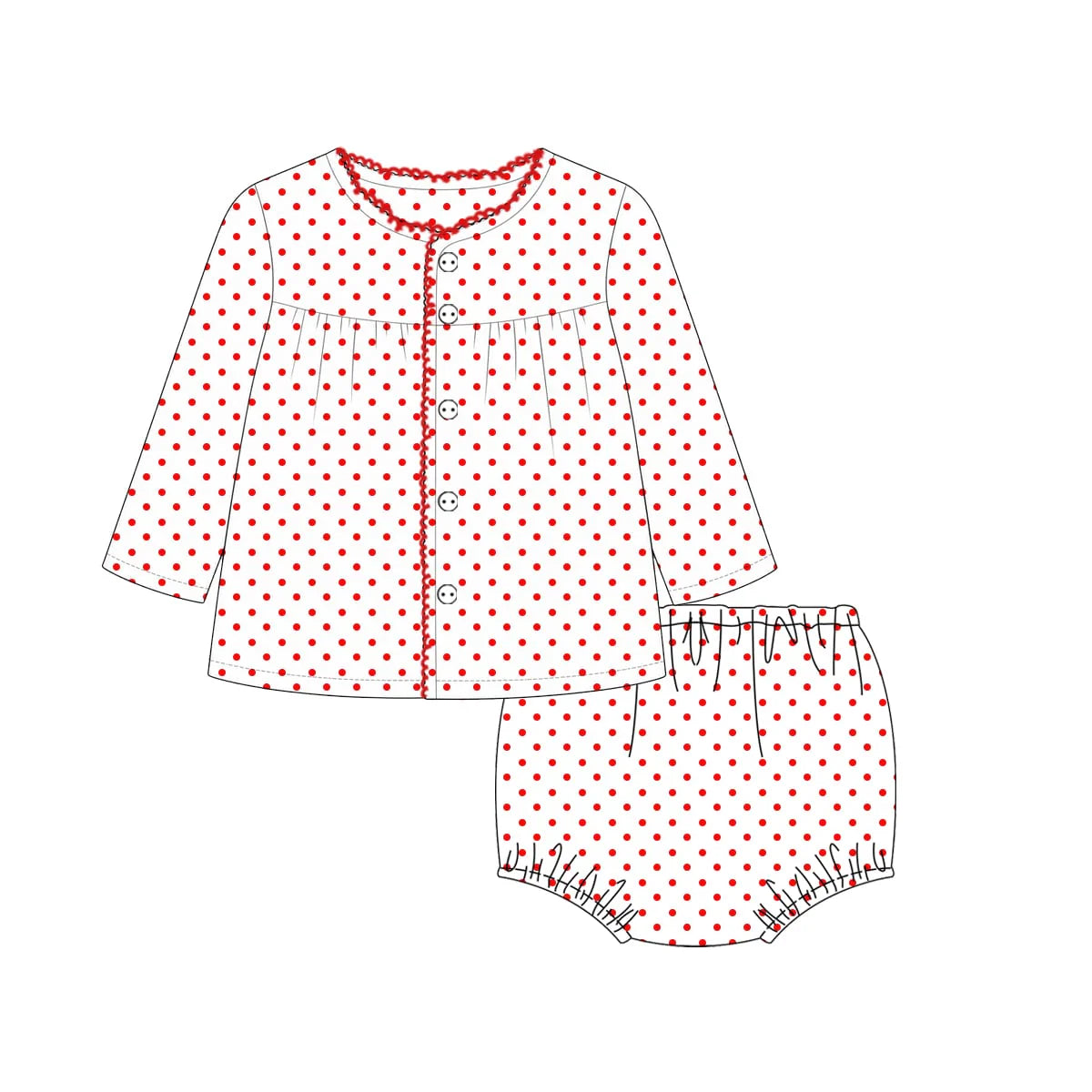 PRE-ORDER Girl Red Bitty Dot Set