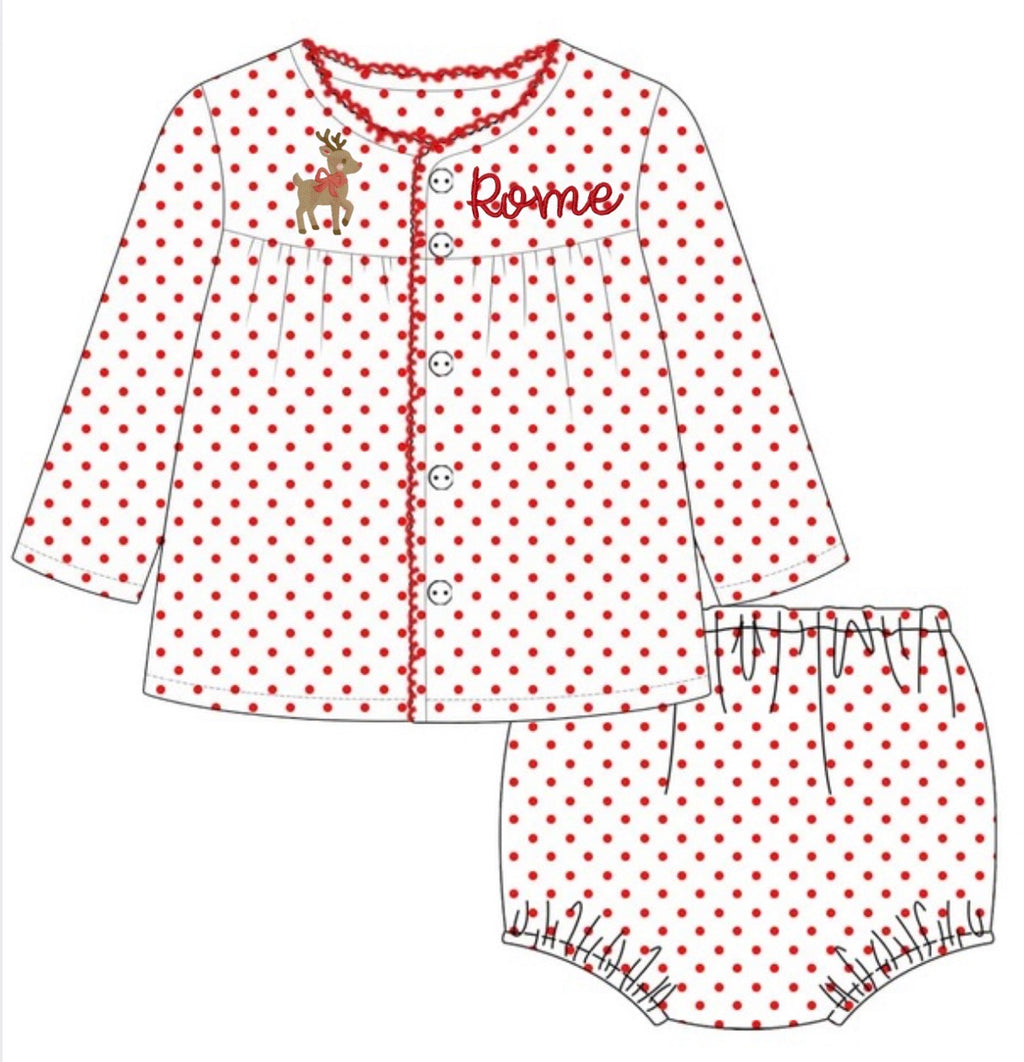 PRE-ORDER Girl Red Bitty Dot Set