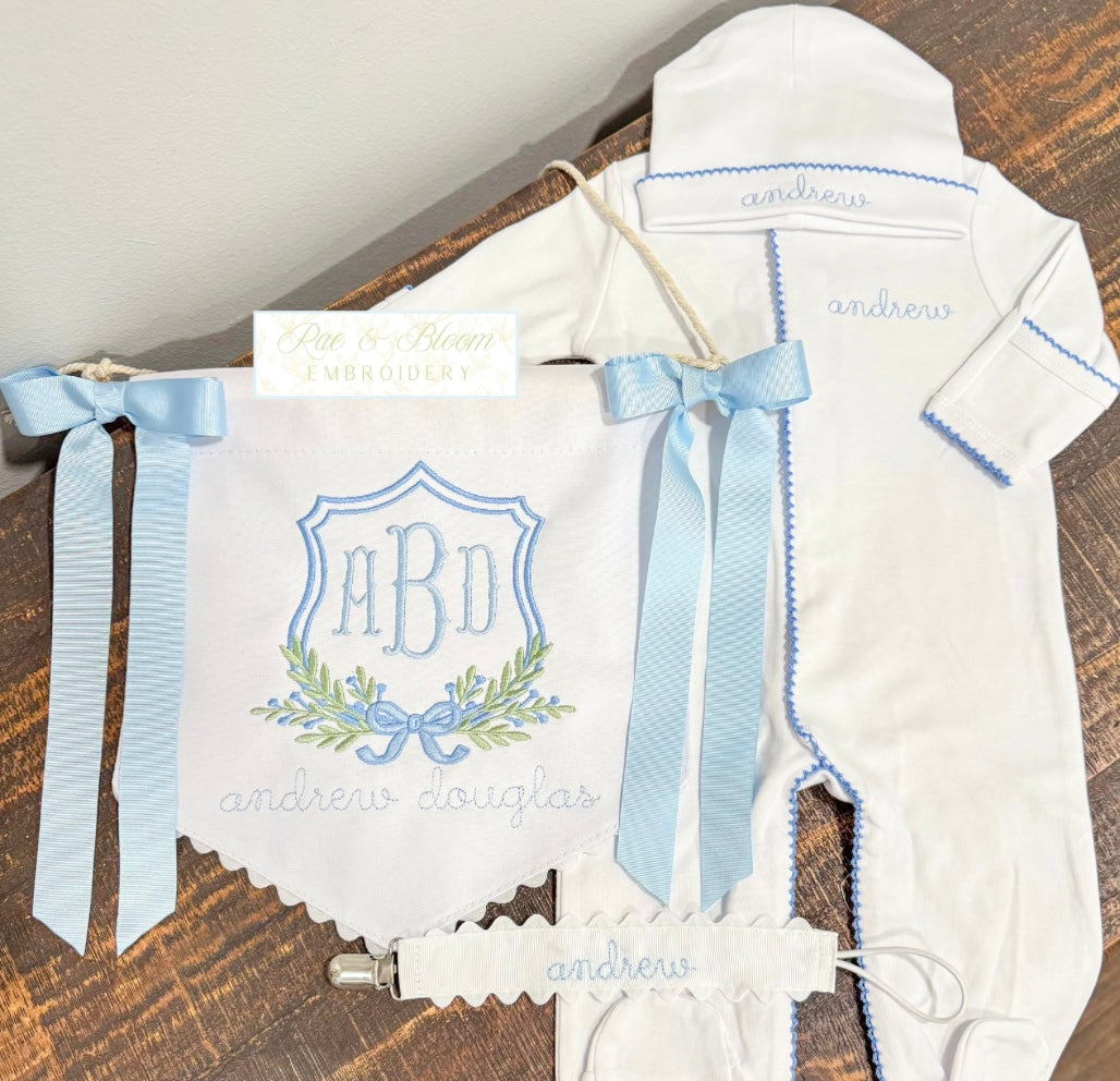 Blue Trim Baby Bundle