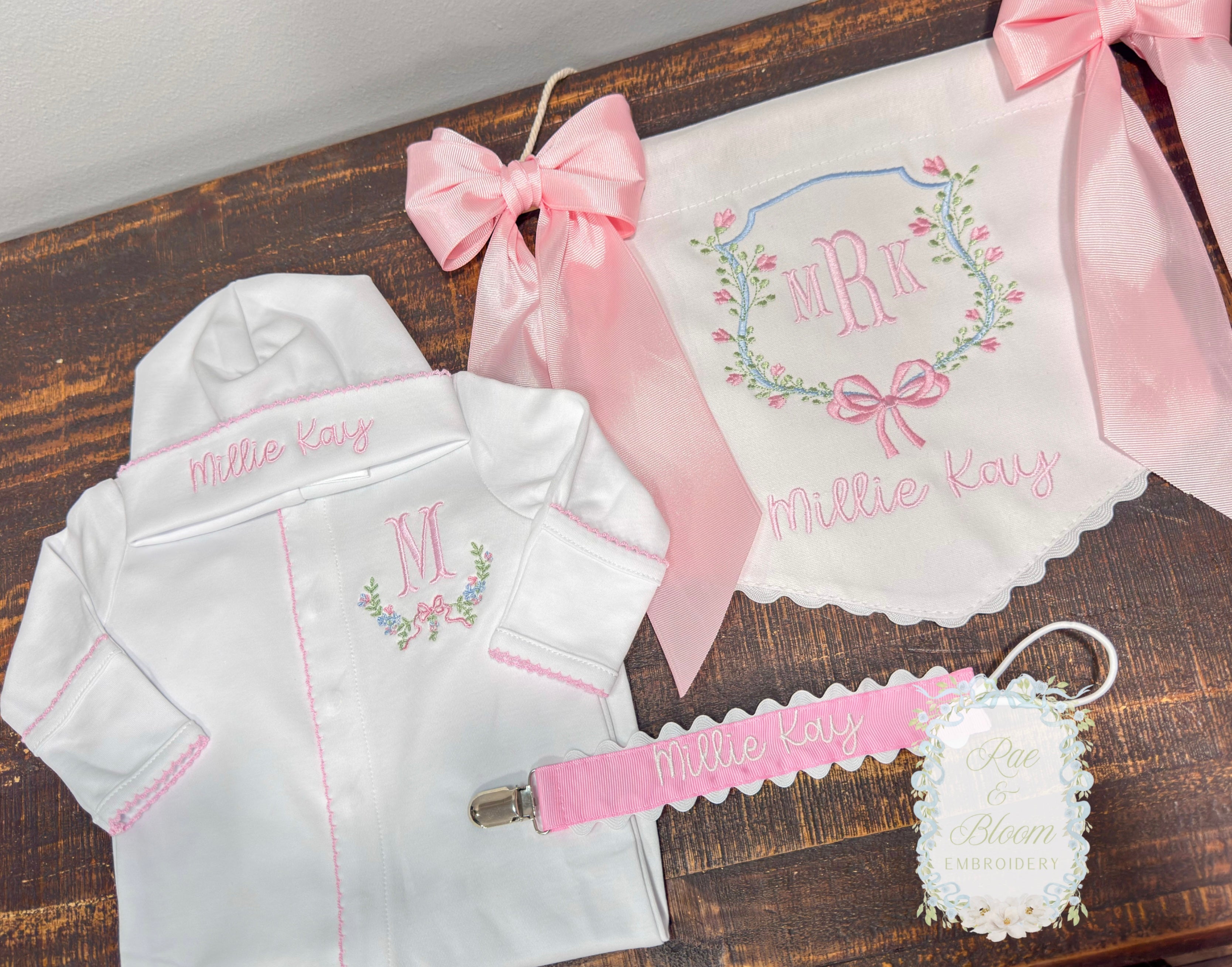 Pink Trim Baby Bundle