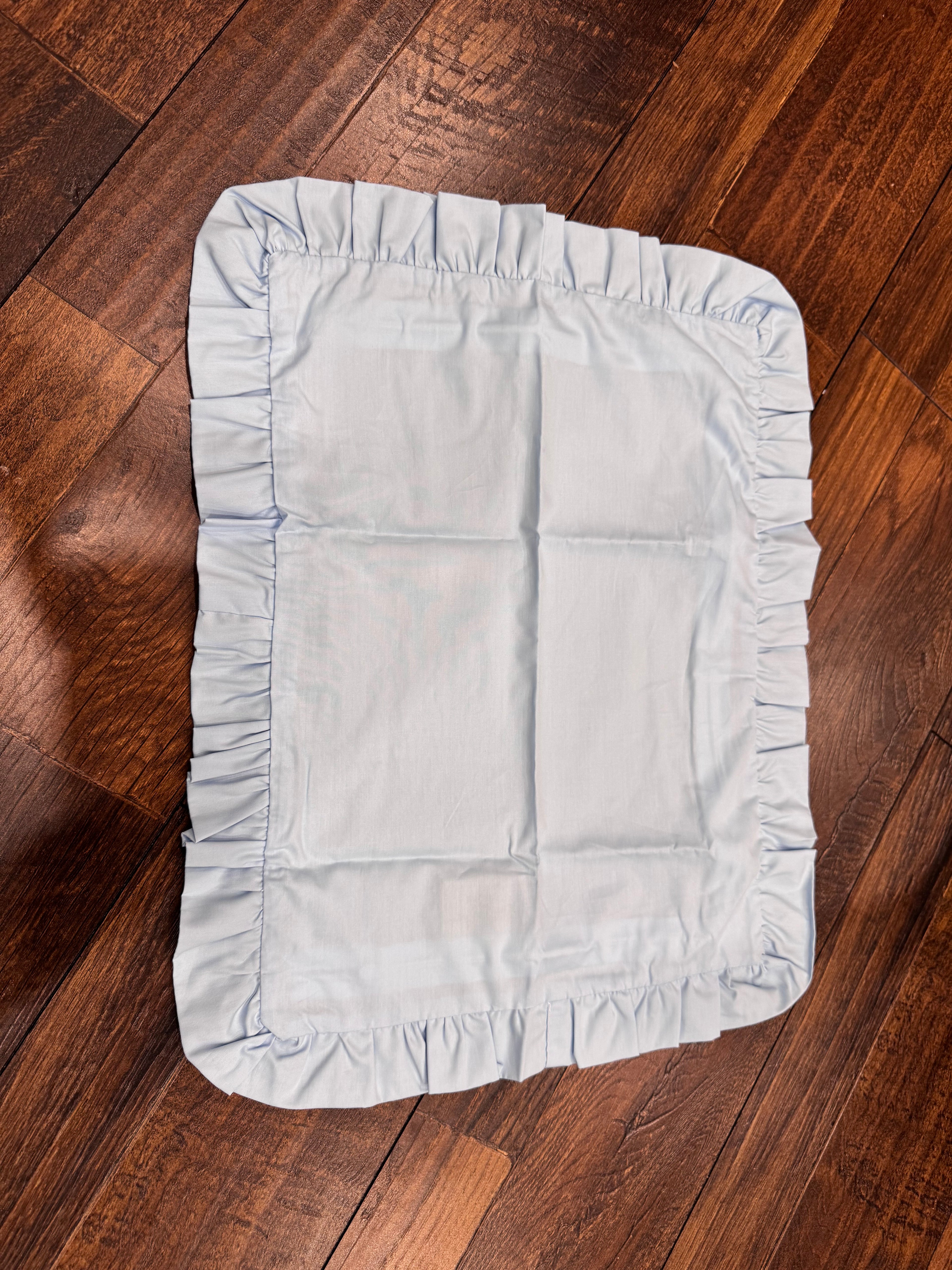 Blue Ruffle Pillowcase (no insert)