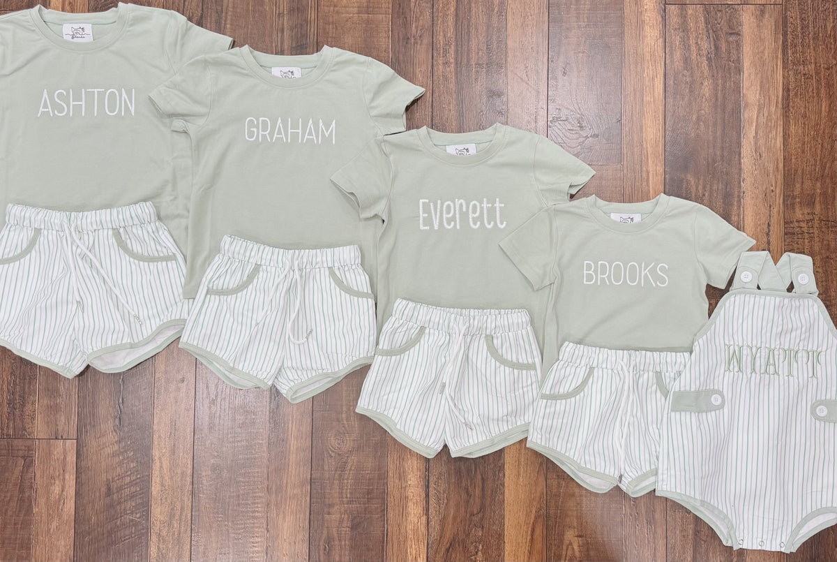 Sage Stripe Short Set